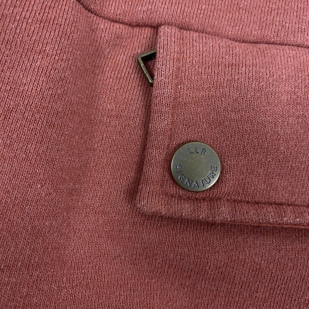 L.L. Bean Sweatshirt Womens Size M Orange Signature Organic Anorak Pocket Zip - Picture 8 of 13